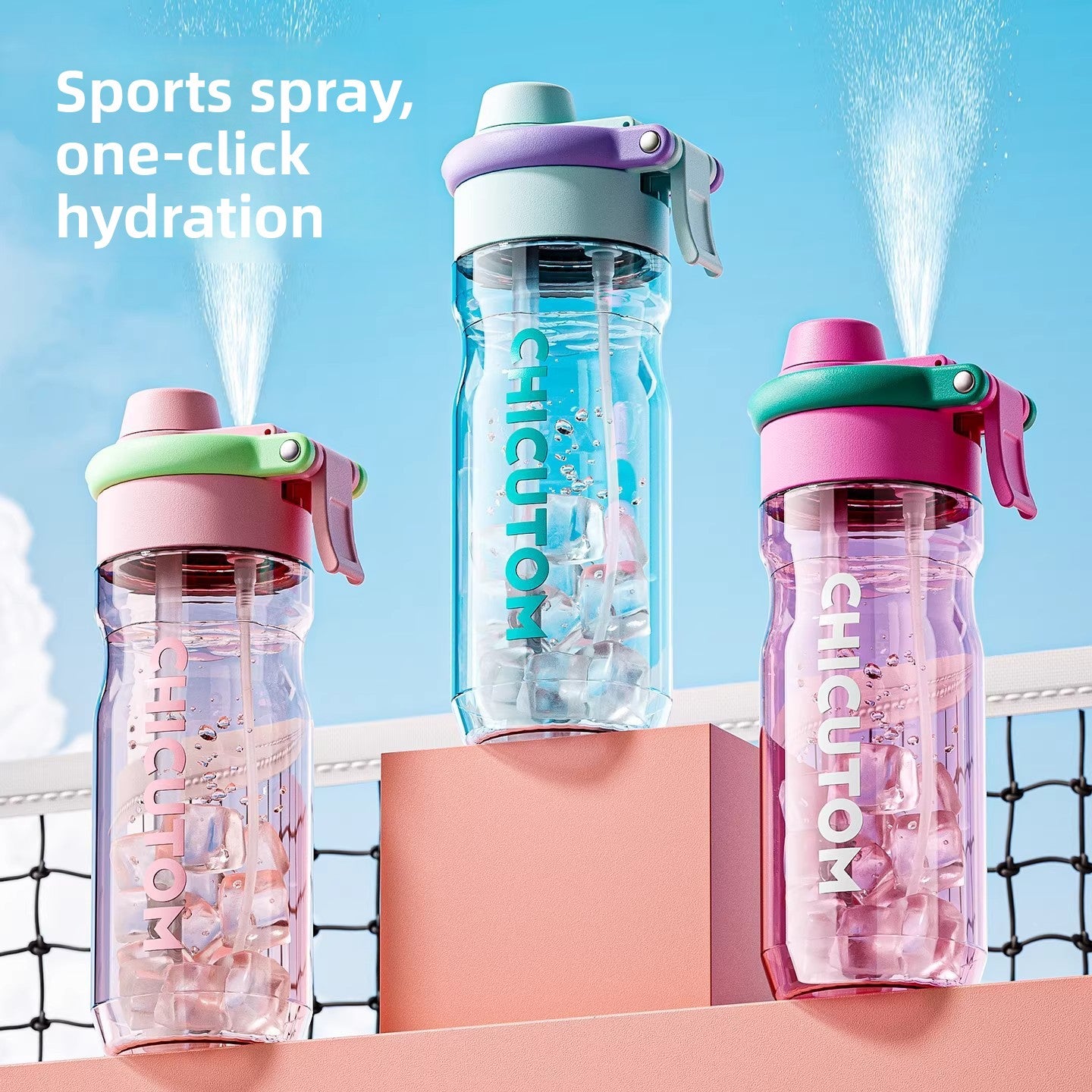 Tritan Spray Straw Water Bottle