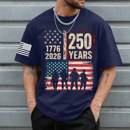 Men's Cotton T-Shirt with American Flag Design