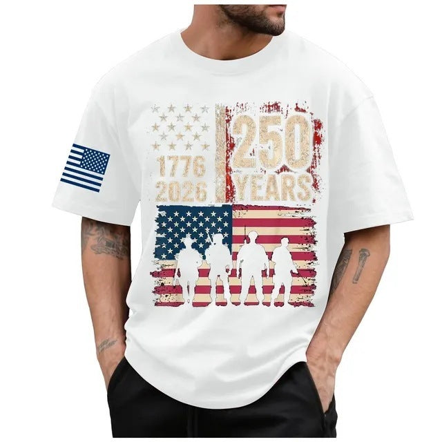 Men's Cotton T-Shirt with American Flag Design