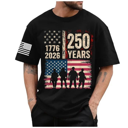 Men's Cotton T-Shirt with American Flag Design