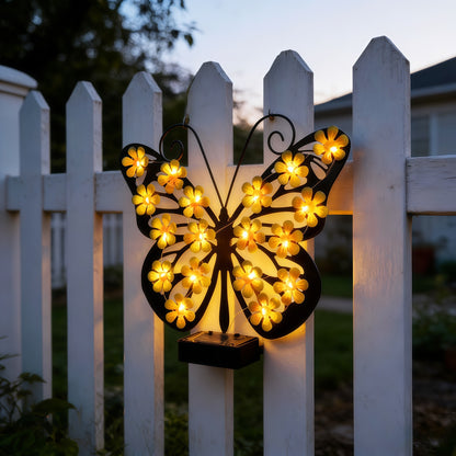 Solar Butterfly Wall Light Outdoor Garden Decoration