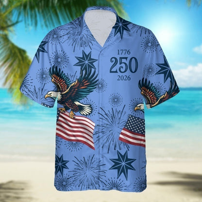 Vintage Print Hawaiian Shirt with Cuban Collar