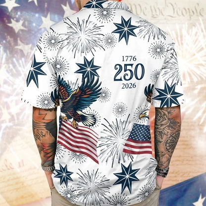 Vintage Print Hawaiian Shirt with Cuban Collar
