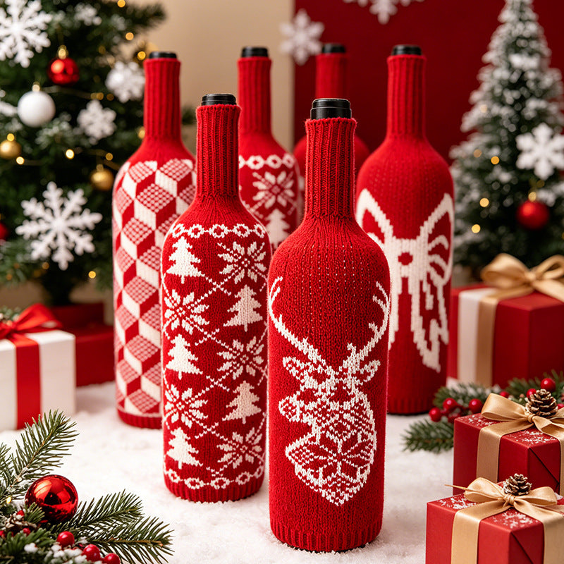 Christmas Wool Knit Wine Bottle Cover