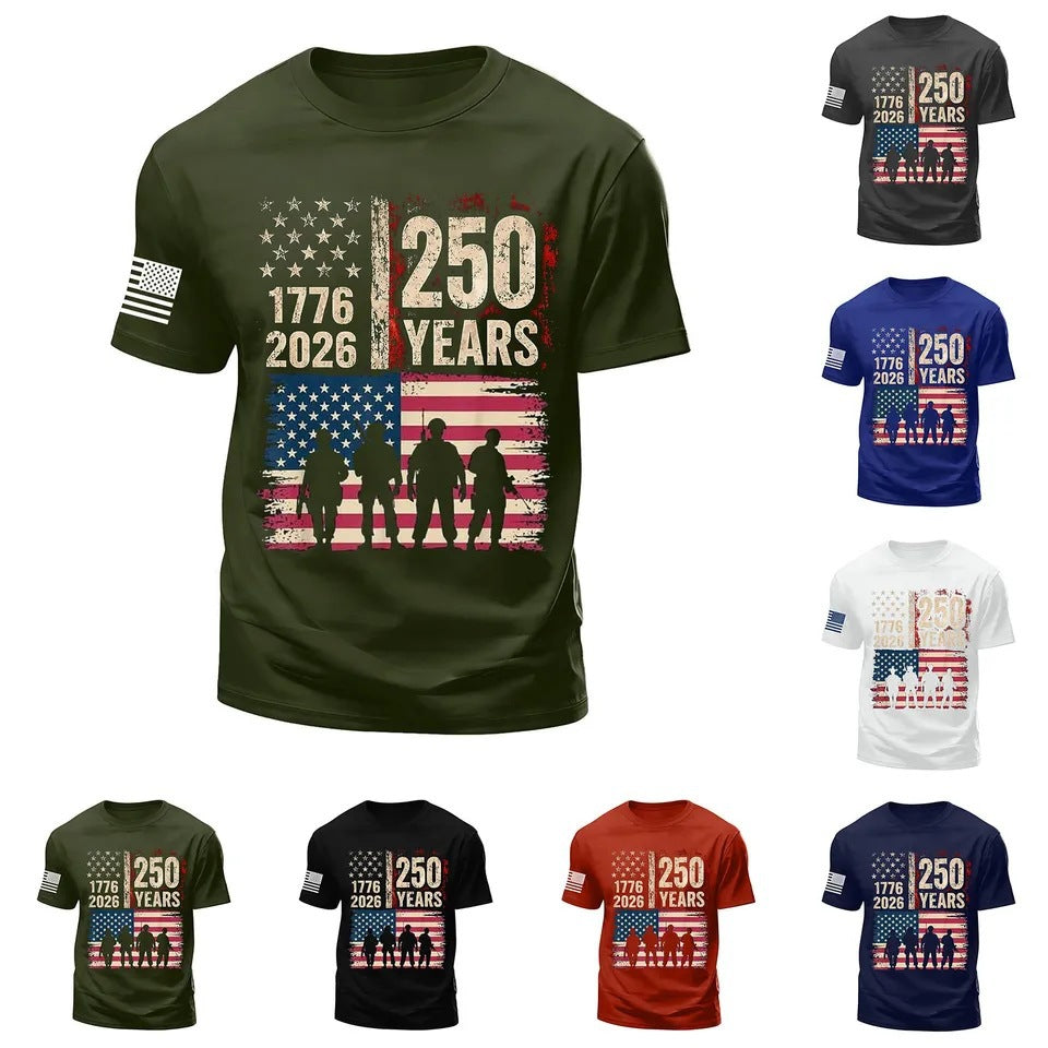 Men's Cotton T-Shirt with American Flag Design