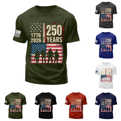 Men's Cotton T-Shirt with American Flag Design