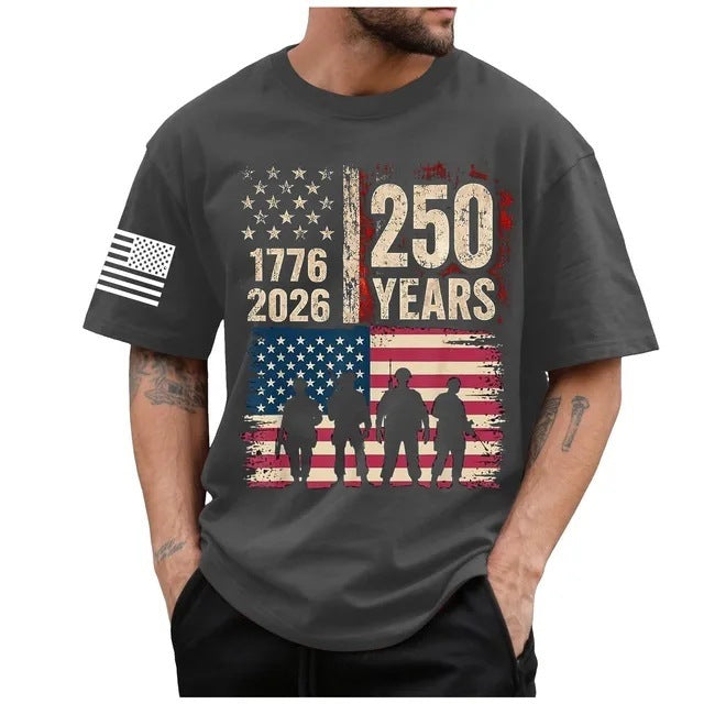 Men's Cotton T-Shirt with American Flag Design
