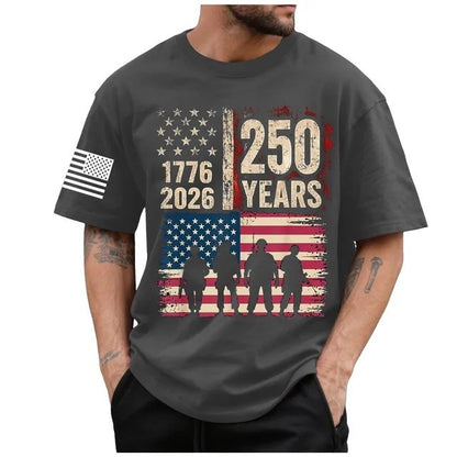 Men's Cotton T-Shirt with American Flag Design