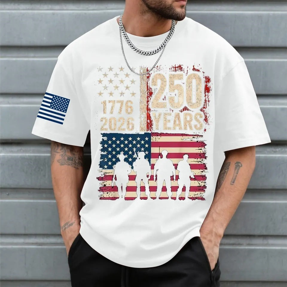 Men's Cotton T-Shirt with American Flag Design
