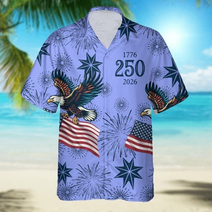 Vintage Print Hawaiian Shirt with Cuban Collar