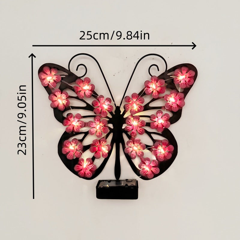 Solar Butterfly Wall Light Outdoor Garden Decoration