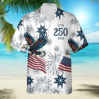 Vintage Print Hawaiian Shirt with Cuban Collar