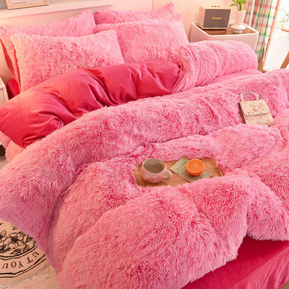 Thickened Mink Velvet Four-Piece Bedding Set