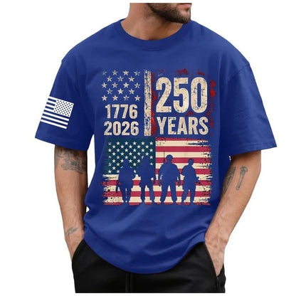 Men's Cotton T-Shirt with American Flag Design