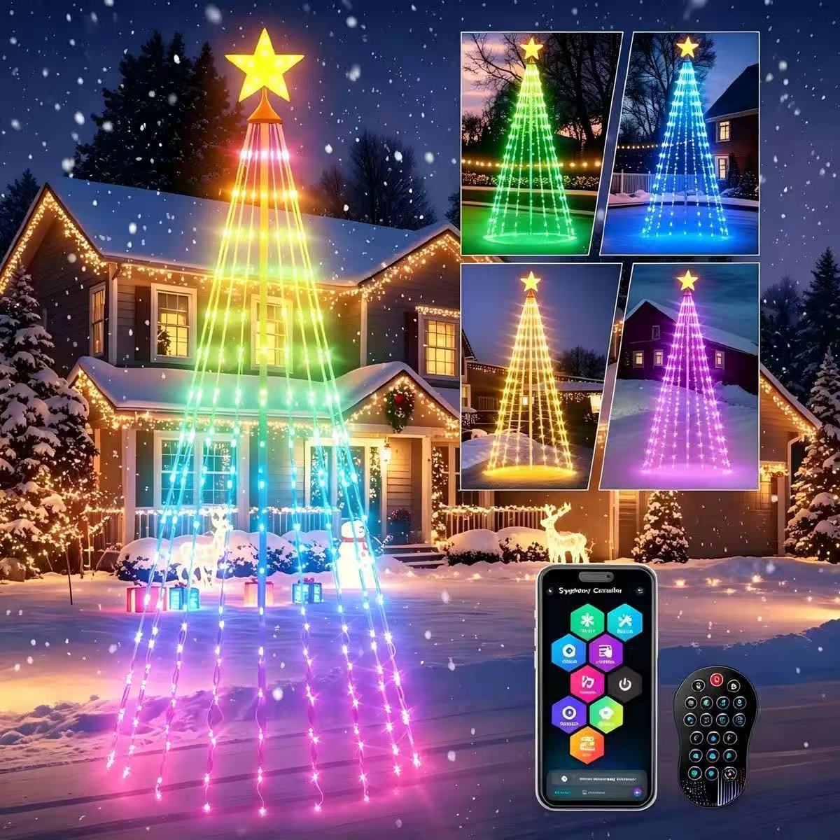 Smart RGBIC Christmas Tree LED String Lights USB APP Control DIY Holiday Decoration
