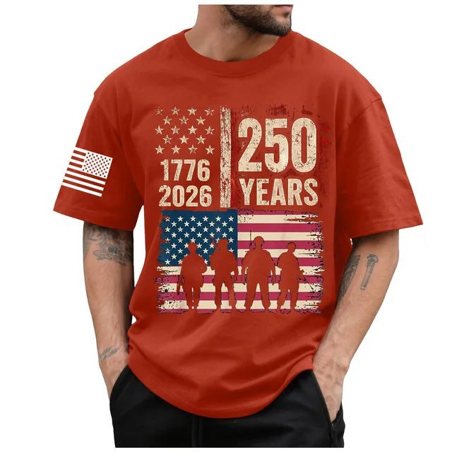 Men's Cotton T-Shirt with American Flag Design