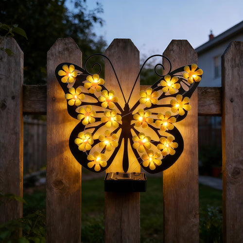 Solar Butterfly Wall Light Outdoor Garden Decoration