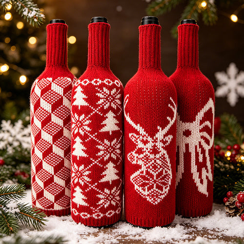 Christmas Wool Knit Wine Bottle Cover