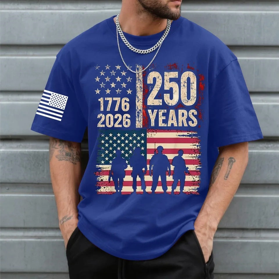 Men's Cotton T-Shirt with American Flag Design