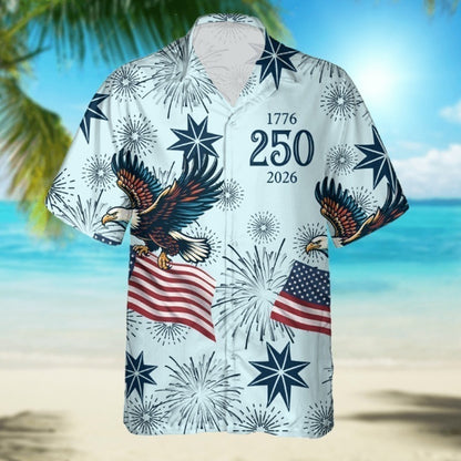 Vintage Print Hawaiian Shirt with Cuban Collar