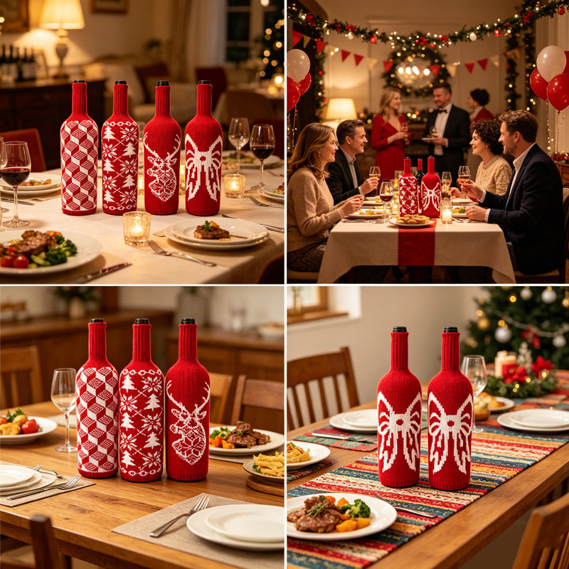 Christmas Wool Knit Wine Bottle Cover