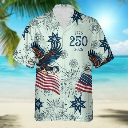 Vintage Print Hawaiian Shirt with Cuban Collar