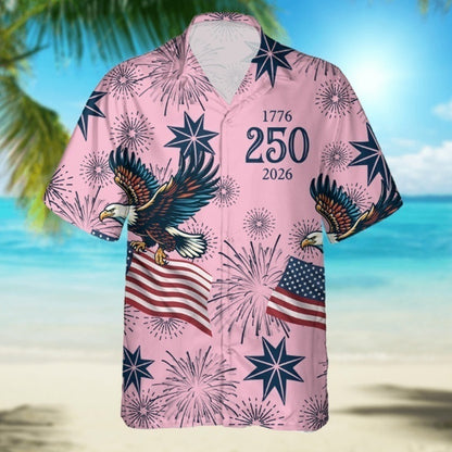 Vintage Print Hawaiian Shirt with Cuban Collar