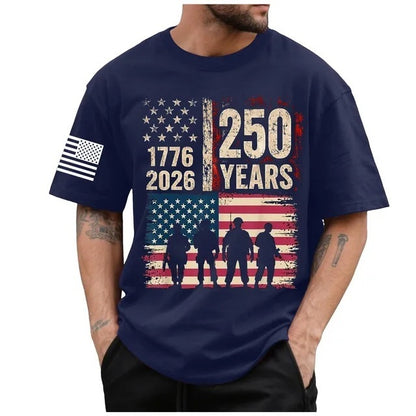 Men's Cotton T-Shirt with American Flag Design