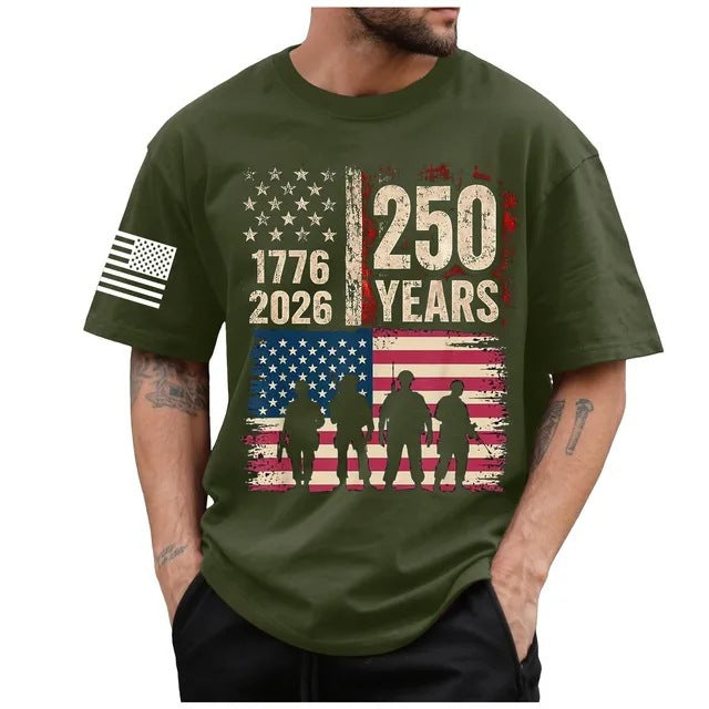 Men's Cotton T-Shirt with American Flag Design