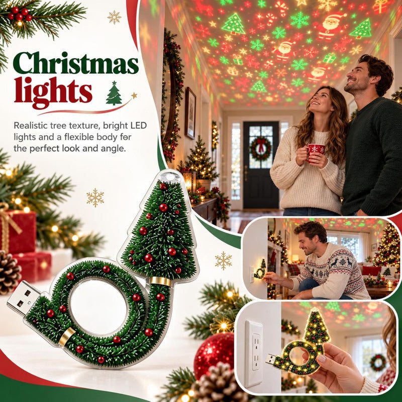 6 Scene USB Christmas Projection Light with Snowflake and Tree Patterns for Holiday Decoration